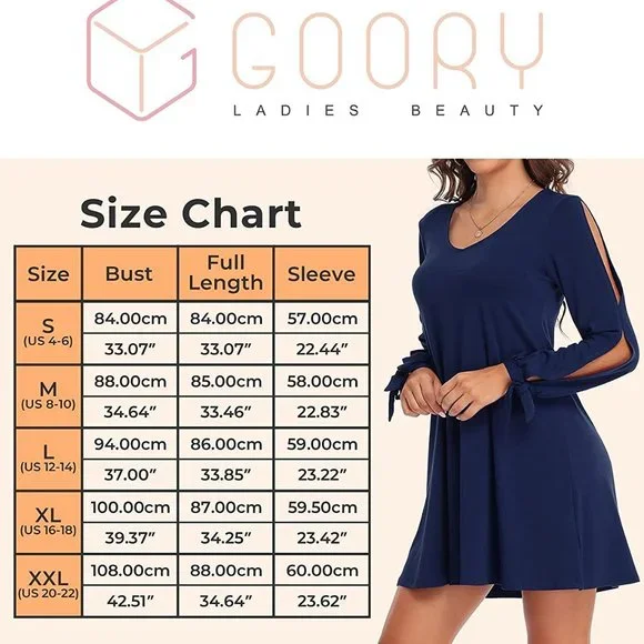 Goory blue split sleeves dress - Picture 2 of 10